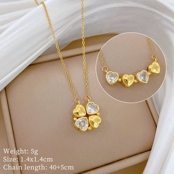 Necklace Stainless Steel Copper Cartoon Animal Zodiac Heart Fourleaf Flower Style