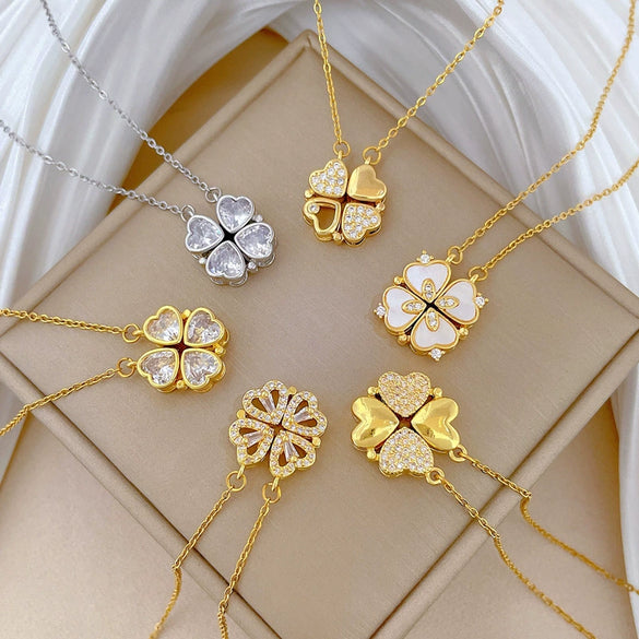 Necklace Stainless Steel Copper Cartoon Animal Zodiac Heart Fourleaf Flower Style