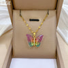 Necklace Stainless Steel Copper Colorful Butterfly Animal Zodiac Cartoon Style