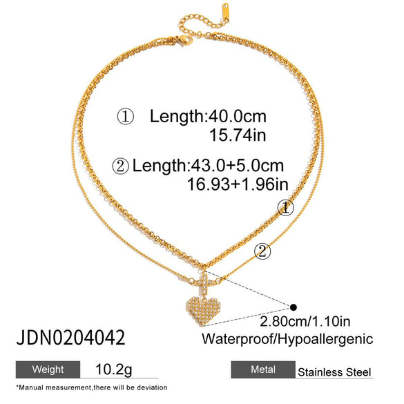 Necklace Stainless Steel Copper Cross Heart Pendant Geometric Light Luxury Electroplating Unisex