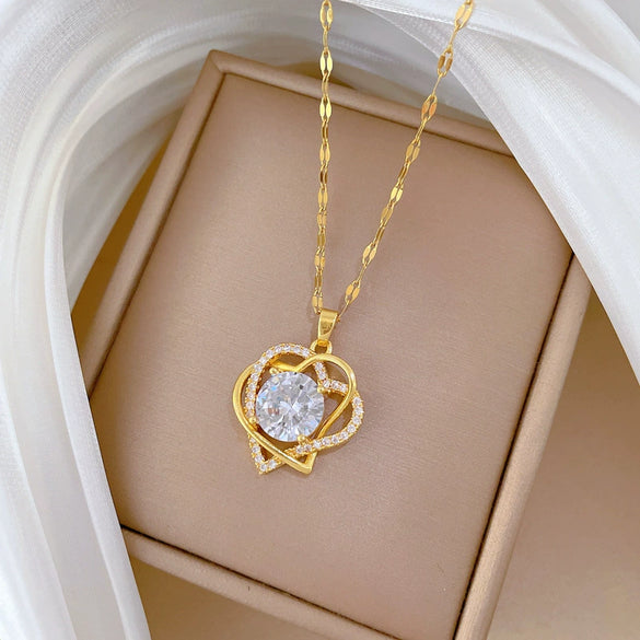 Necklace Stainless Steel Copper Doublelayer Love Animal Zodiac Cartoon Style Titanium Steel