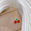 Necklace Stainless Steel Copper Fruit Red Cherry Geometric Cartoon Style Light Luxury Elegant Gorgeous Unisex