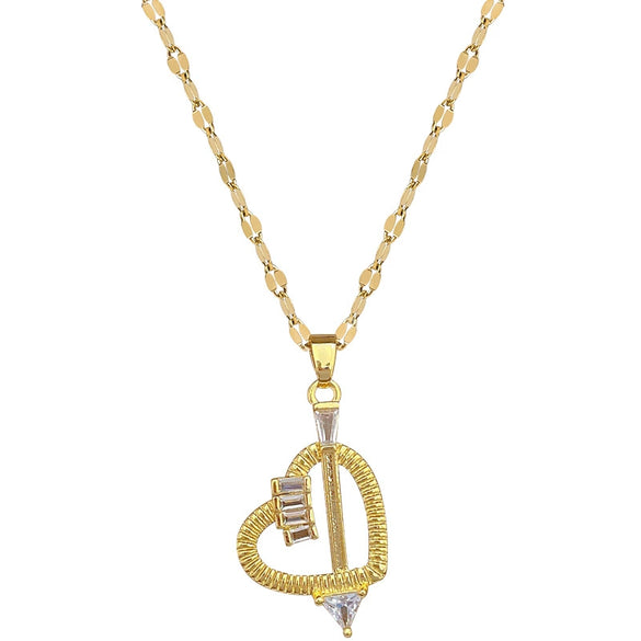 Necklace Stainless Steel Copper Geometric Arrow Through The Heart Design