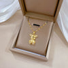 Necklace Stainless Steel Copper Geometric Bear Light Luxury Temperament Gorgeous Full Diamond Allmatch Clavicle Chain Unisex