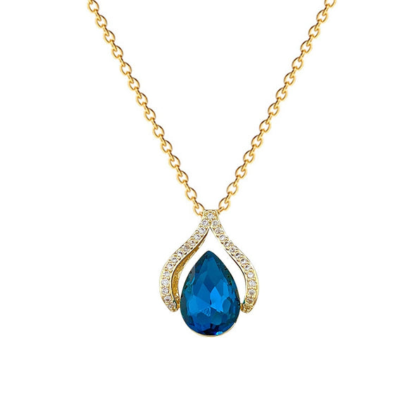 Necklace Stainless Steel Copper Geometric Blue Water Drop Light Luxury Elegant Gorgeous Unisex