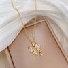 Necklace Stainless Steel Copper Geometric Bow Zircon Light Luxury Temperament Gorgeous Unisex