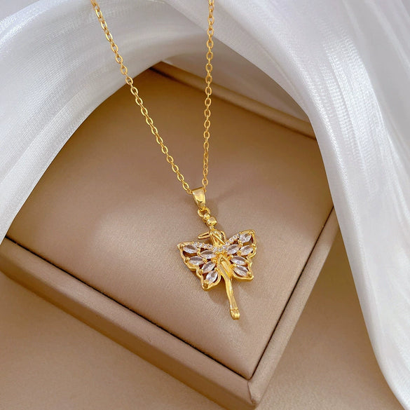 Necklace Stainless Steel Copper Geometric Butterfly Design