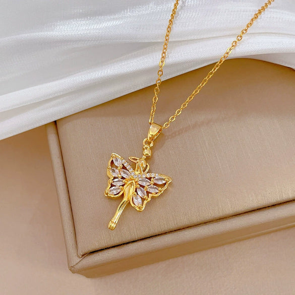 Necklace Stainless Steel Copper Geometric Butterfly Design