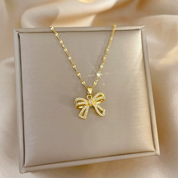 Necklace Stainless Steel Copper Geometric Butterfly Zircon For Women