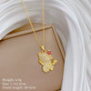 Necklace Stainless Steel Copper Geometric Cartoon Guitar Flower Cat Full Diamond Light Luxury Elegant Gorgeous Unisex