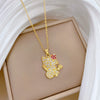 Necklace Stainless Steel Copper Geometric Cartoon Guitar Flower Cat Full Diamond Light Luxury Elegant Gorgeous Unisex