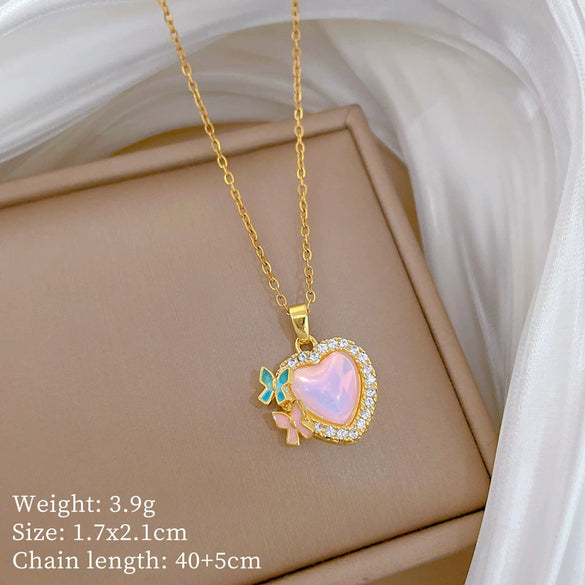 Necklace Stainless Steel Copper Geometric Cartoon Light Luxury Elegant Gorgeous Butterfly