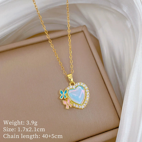 Necklace Stainless Steel Copper Geometric Cartoon Light Luxury Elegant Gorgeous Butterfly