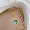 Necklace Stainless Steel Copper Geometric Cartoon Starry Sky Stars Moon Design