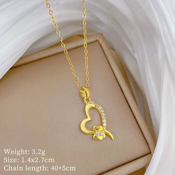 Necklace Stainless Steel Copper Geometric Cartoon Style