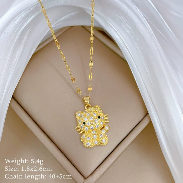 Necklace Stainless Steel Copper Geometric Cat Bow Design