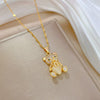 Necklace Stainless Steel Copper Geometric Cateye Bear Design