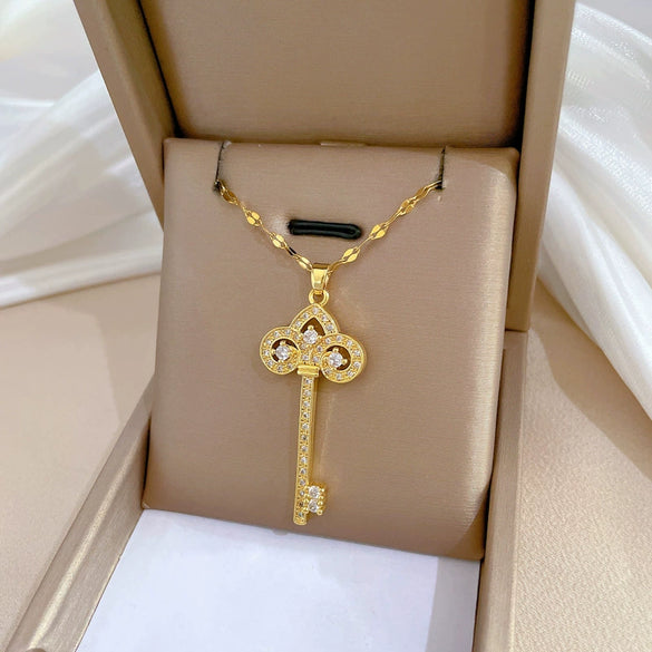 Necklace Stainless Steel Copper Geometric Crown Key Light Luxury Elegant Gorgeous Unisex