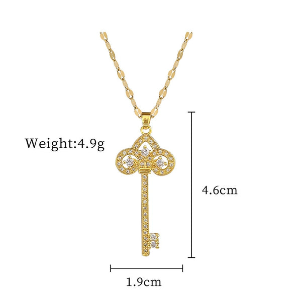 Necklace Stainless Steel Copper Geometric Crown Key Light Luxury Elegant Gorgeous Unisex