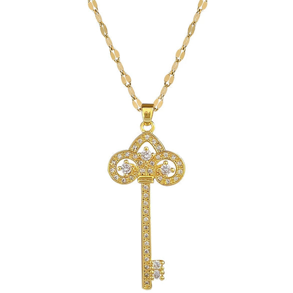 Necklace Stainless Steel Copper Geometric Crown Key Light Luxury Elegant Gorgeous Unisex