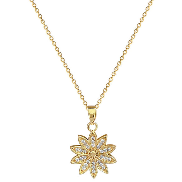 Necklace Stainless Steel Copper Geometric Daisy Flower Full Diamond Light Luxury Temperament Unisex