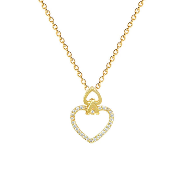 Necklace Stainless Steel Copper Geometric Double Love Full Diamond Light Luxury Elegant Gorgeous Unisex