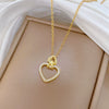 Necklace Stainless Steel Copper Geometric Double Love Full Diamond Light Luxury Elegant Gorgeous Unisex