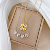 Necklace Stainless Steel Copper Geometric Double Wear Four Leaf Flower Light Luxury Elegant Gorgeous Cartoon Minimalist Unisex