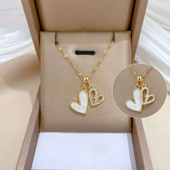 Necklace Stainless Steel Copper Geometric Doublelayer Love Witch Style For Women