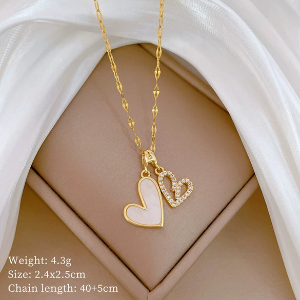 Necklace Stainless Steel Copper Geometric Doublelayer Love Witch Style For Women