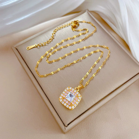 Necklace Stainless Steel Copper Geometric Electroplating Women's