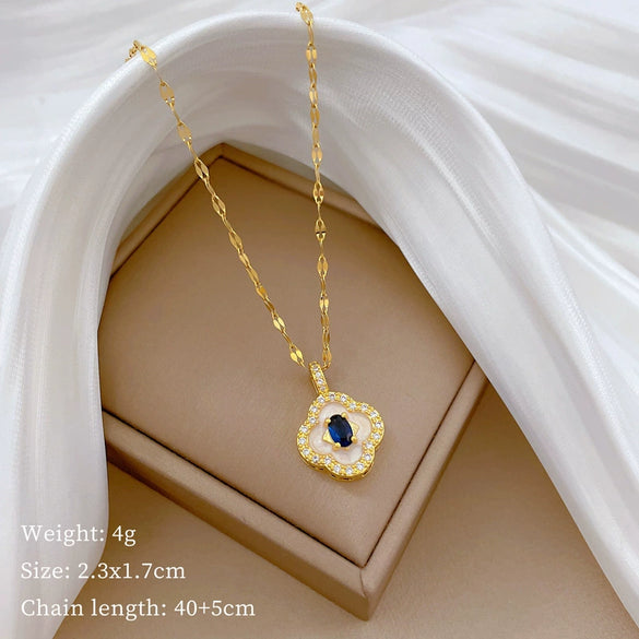 Necklace Stainless Steel Copper Geometric Element Love Full Diamond Light Luxury Temperament Gorgeous Allmatch Clavicle Chain Unisex