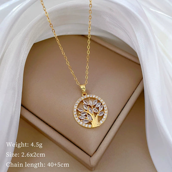 Necklace Stainless Steel Copper Geometric Element Love Full Diamond Light Luxury Temperament Gorgeous Allmatch Clavicle Chain Unisex