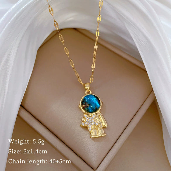 Necklace Stainless Steel Copper Geometric Element Love Full Diamond Light Luxury Temperament Gorgeous Allmatch Clavicle Chain Unisex
