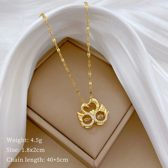 Necklace Stainless Steel Copper Geometric Element Love Full Diamond Light Luxury Temperament Gorgeous Allmatch Clavicle Chain Unisex
