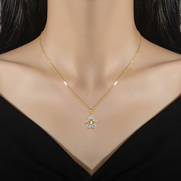 Necklace Stainless Steel Copper Geometric Fivepointed Star Light Luxury Elegant Gorgeous