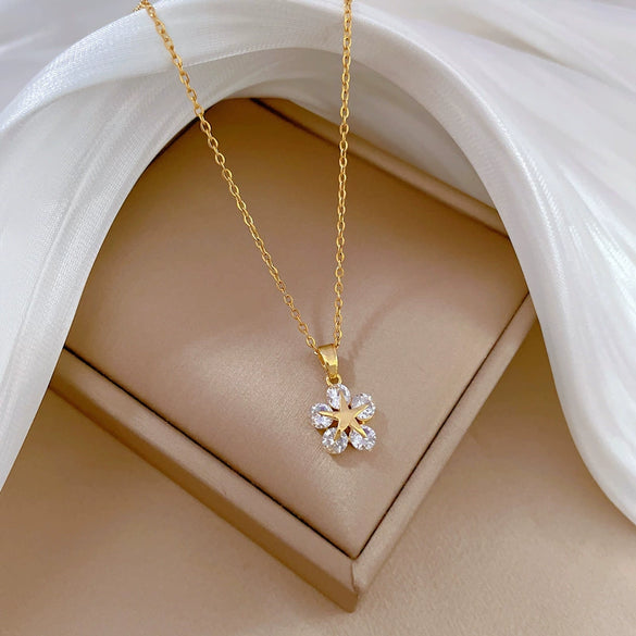 Necklace Stainless Steel Copper Geometric Fivepointed Star Light Luxury Elegant Gorgeous