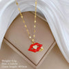 Necklace Stainless Steel Copper Geometric Flame Red Lip Zircon Light Luxury Style