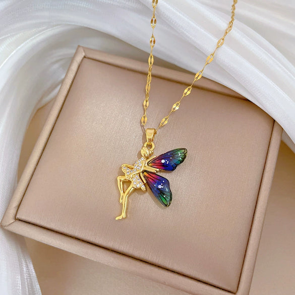 Necklace Stainless Steel Copper Geometric Flower Elf Wings Light Luxury Elegant Gorgeous Unisex