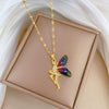 Necklace Stainless Steel Copper Geometric Flower Elf Wings Light Luxury Elegant Gorgeous Unisex