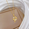 Necklace Stainless Steel Copper Geometric Four Leaf Flower Full Diamond