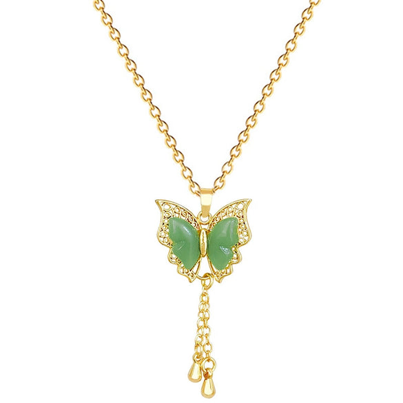 Necklace Stainless Steel Copper Geometric Green Butterfly Tassel Cartoon Minimalist Light Luxury Elegant Gorgeous Unisex