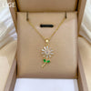 Necklace Stainless Steel Copper Geometric Green Leaf Flower Full Diamond Style