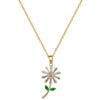 Necklace Stainless Steel Copper Geometric Green Leaf Flower Full Diamond Style