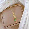 Necklace Stainless Steel Copper Geometric Green Leaf Rose Style Unisex