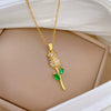 Necklace Stainless Steel Copper Geometric Green Leaf Rose Style Unisex