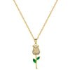 Necklace Stainless Steel Copper Geometric Green Leaf Rose Style Unisex