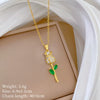 Necklace Stainless Steel Copper Geometric Green Leaf Rose Style Unisex