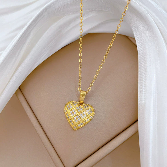 Necklace Stainless Steel Copper Geometric Heart Cartoon Minimalist Style For Unisex