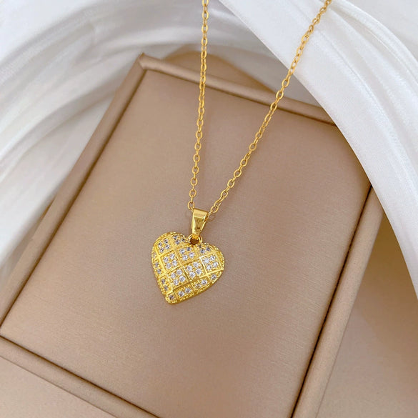 Necklace Stainless Steel Copper Geometric Heart Cartoon Minimalist Style For Unisex